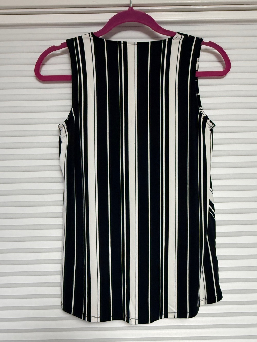 White House Black Market Black & White Diagonal Stripe Surplice Tank - Picture 2 of 6